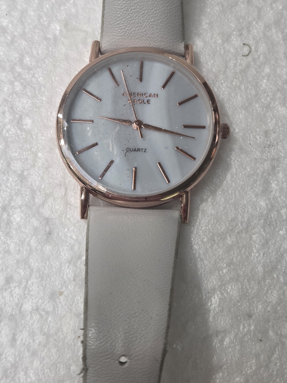 American Eagle Outfitters Rose Gold Case White Dial Leather Strap Watch